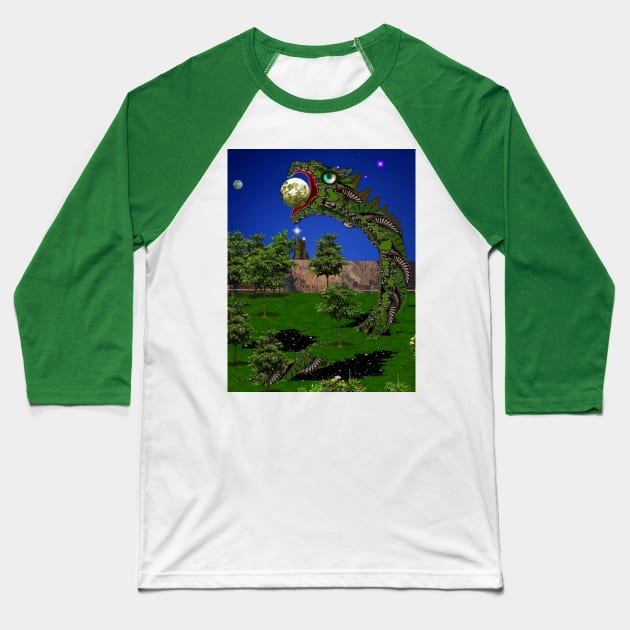 Planet Eating Worm Dragon Baseball T-Shirt by dennye